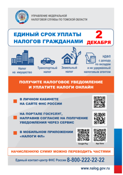 Единый срок уплаты налогов гражданами.